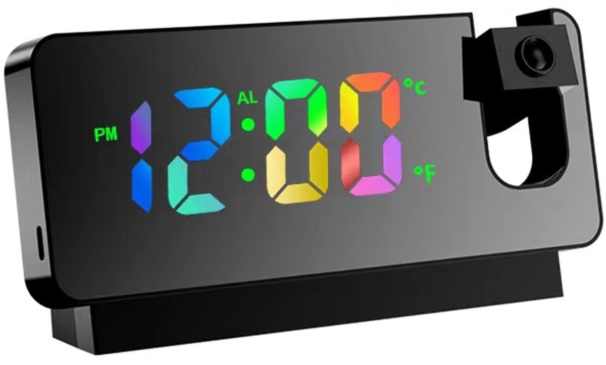 Wekker projection alarm clock, LED mirror alarm clock, alarm clock with projection function, projection clock with temperature, snooze, night mode, adjustable brightness, digital alarm clock for bedroom. - Image 1