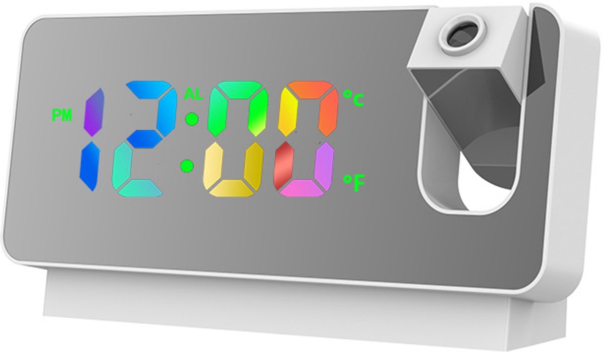 Wekker - Projection Alarm Clock - Digital Alarm Clock - Wekker Children's Alarm Clock - LED Mirror Alarm Clock - Wekker with Projection - Projection Alarm Clock with Temperature Display - Snooze - Night Mode - Adjustable Brightness - For Bedroom - Living - Image 6