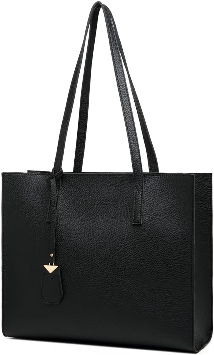 Handbags, large women's shopping bags, fashion, school, work, casual bags with zipper, A-black, western style - Image 1