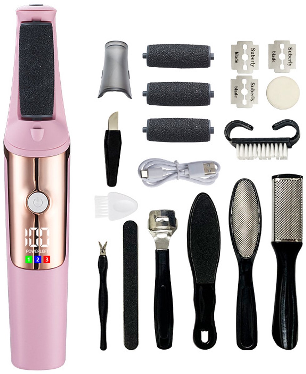 Electric Foot File - Professional Callus Remover - Pack of 10 - 3 Adjustable Speeds - For Dead Skin and Calluses - Pink - Image 1