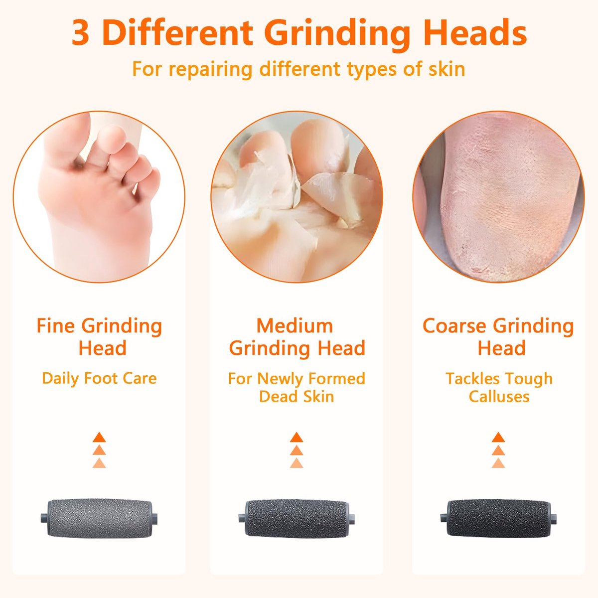 Electric Foot File - Professional Callus Remover - Pack of 10 - 3 Adjustable Speeds - For Dead Skin and Calluses - Pink - Image 5
