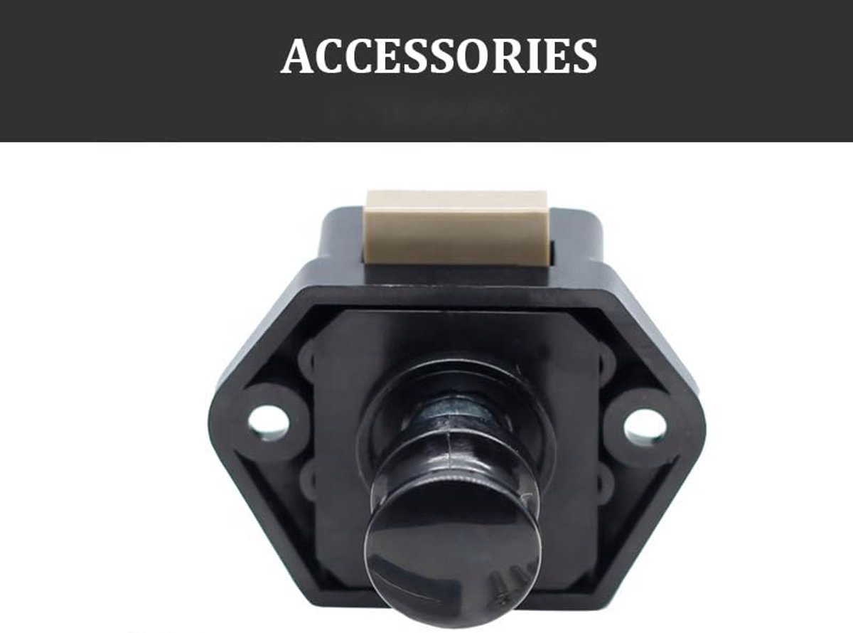 5-Piece Push Button Lock - Push Button for Motorhome - Door Lock - Locking Button for Shutter Door - For Camping, RV, Motorcycle, Caravan - Black - Image 2
