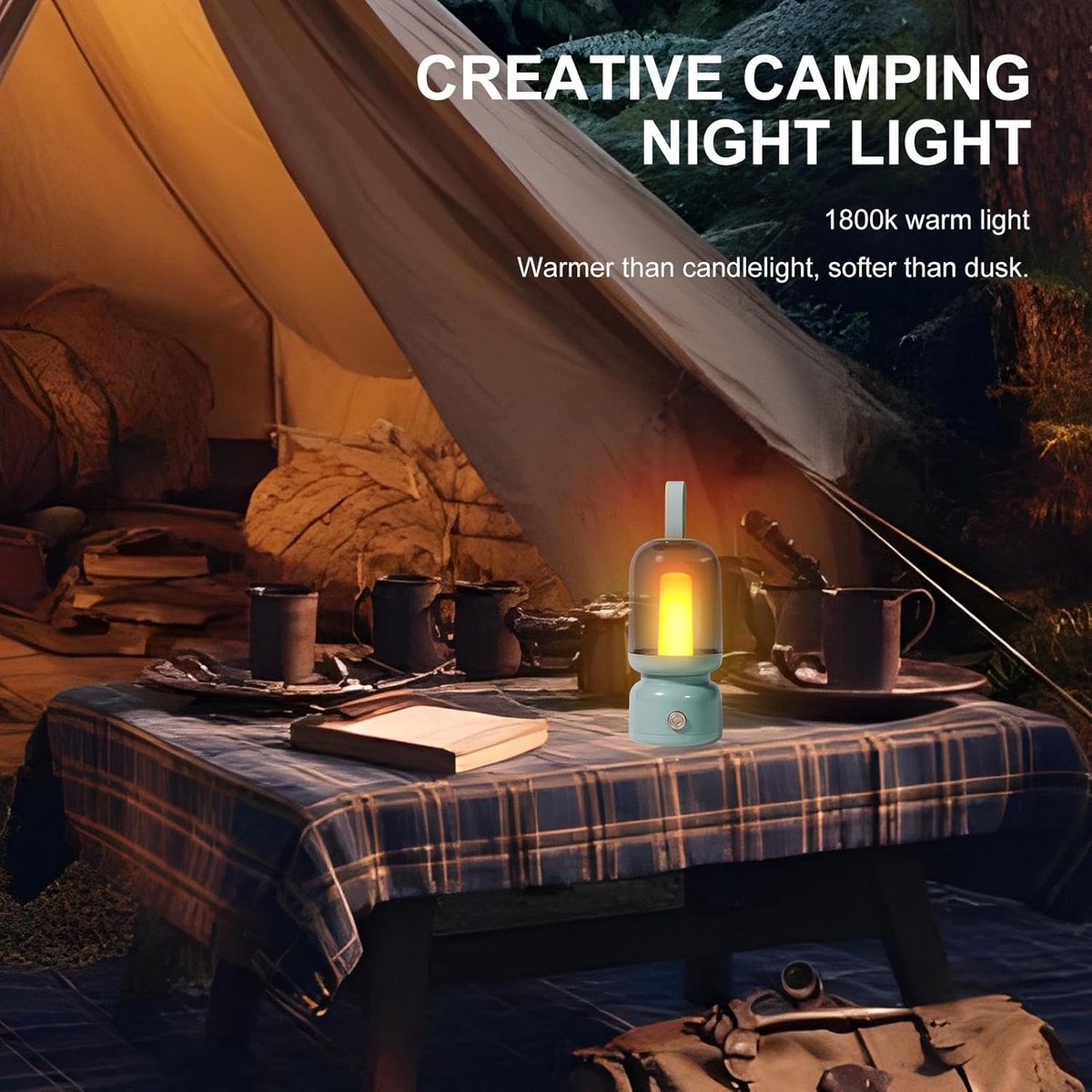 Camping lamp - camping light - tent light - camping lanterns - LED tent lantern - for children's room, tent, bedroom, living room, hiking, fishing, outings, cruising - Image 1