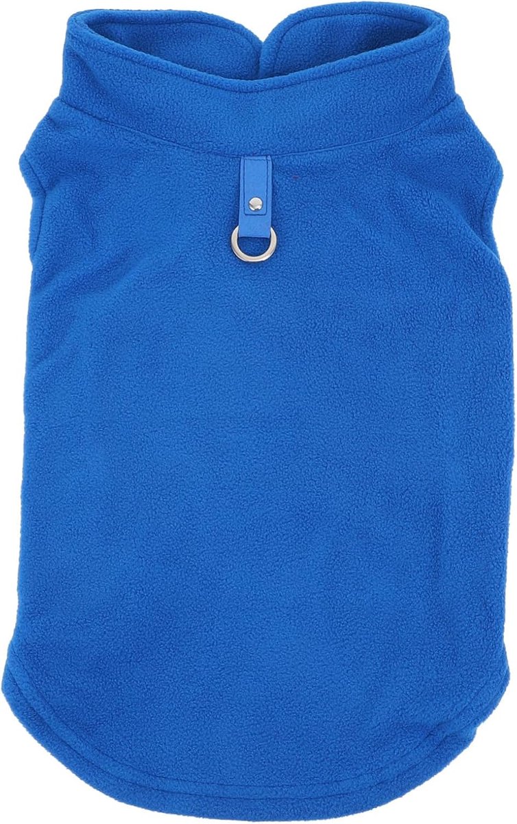 Dog coat - Fleece dog vest - Winter dog coat - Warm dog coat - Fleece dog sweater - Leash with O-ring - Perfect for small and medium dogs - Blue - Size S - Image 1