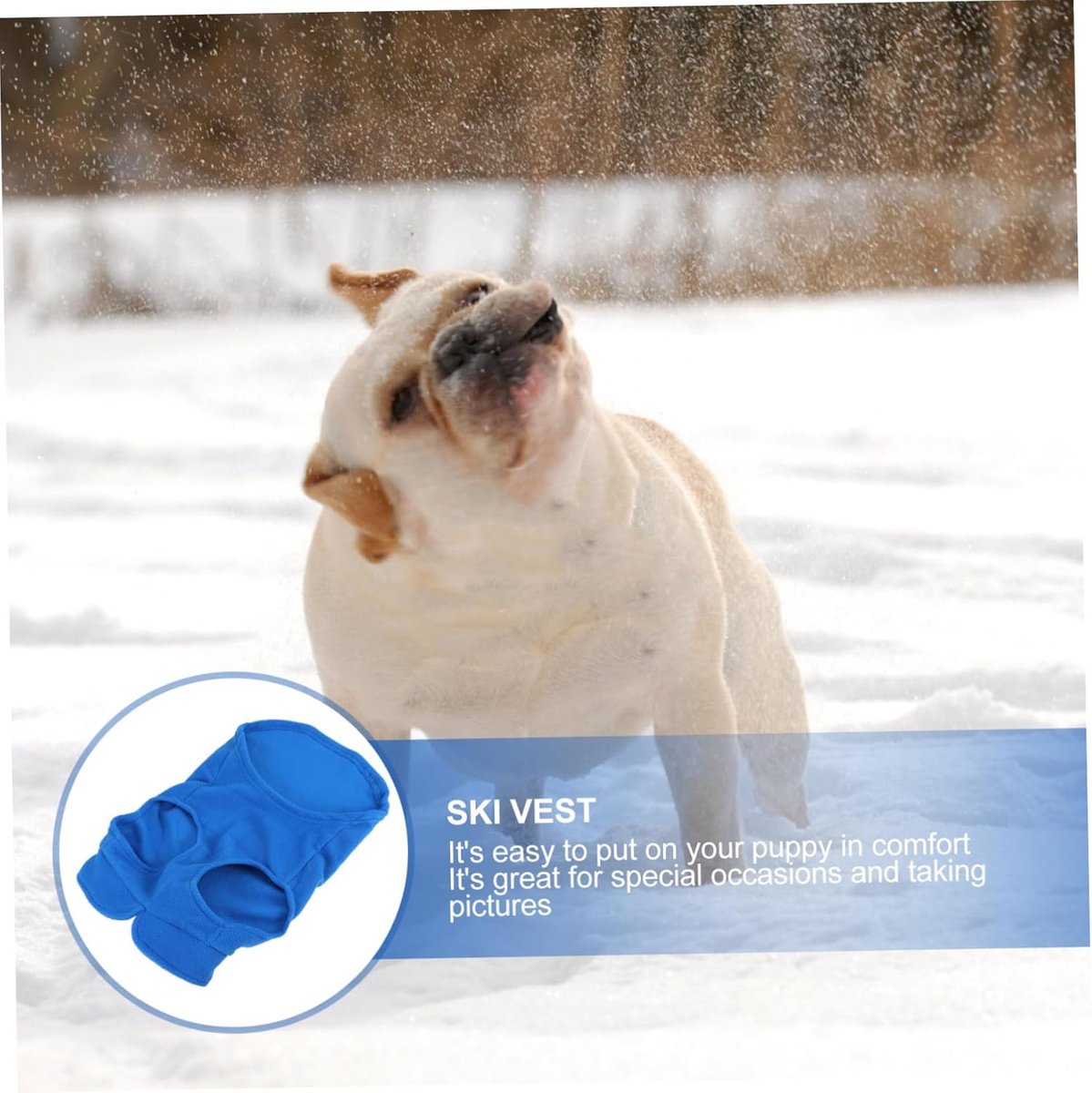 Dog Coat - Fleece Vest - Dog Sweater - Warm Winter Coat - Pull-On Fleece Coat - Leash with Ring - Perfect for Small and Medium Dogs - Blue - Size L - Image 6