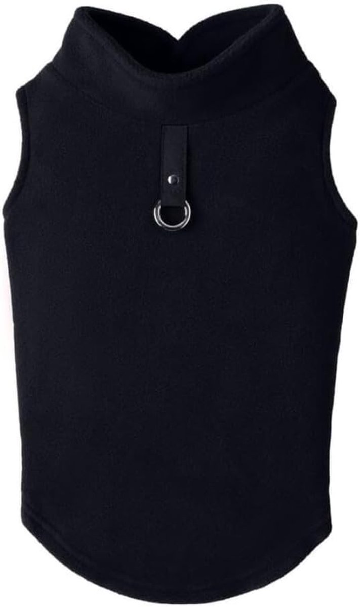 Dog coat - Fleece dog vest - Winter dog coat - Warm dog coat - Fleece dog sweater - Leash with O-ring - Perfect for small and medium dogs - Black - Size S - Image 4