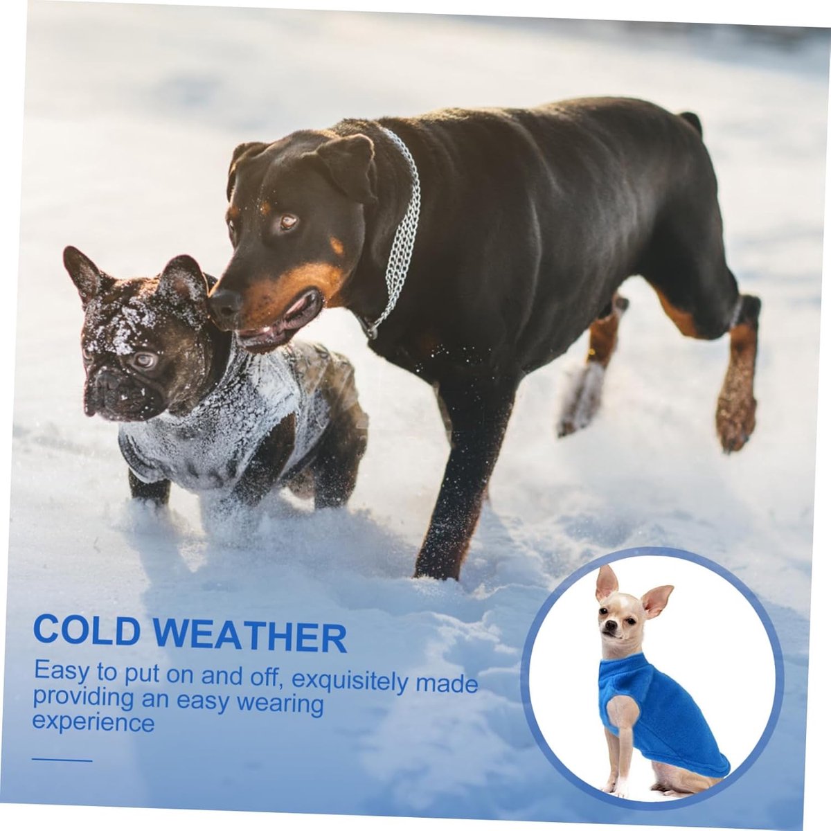 Dog Coat - Fleece Vest - Dog Sweater - Warm Winter Coat - Pull-On Fleece Coat - Leash with Ring - Perfect for Small and Medium Dogs - Blue - Size XL - Image 2