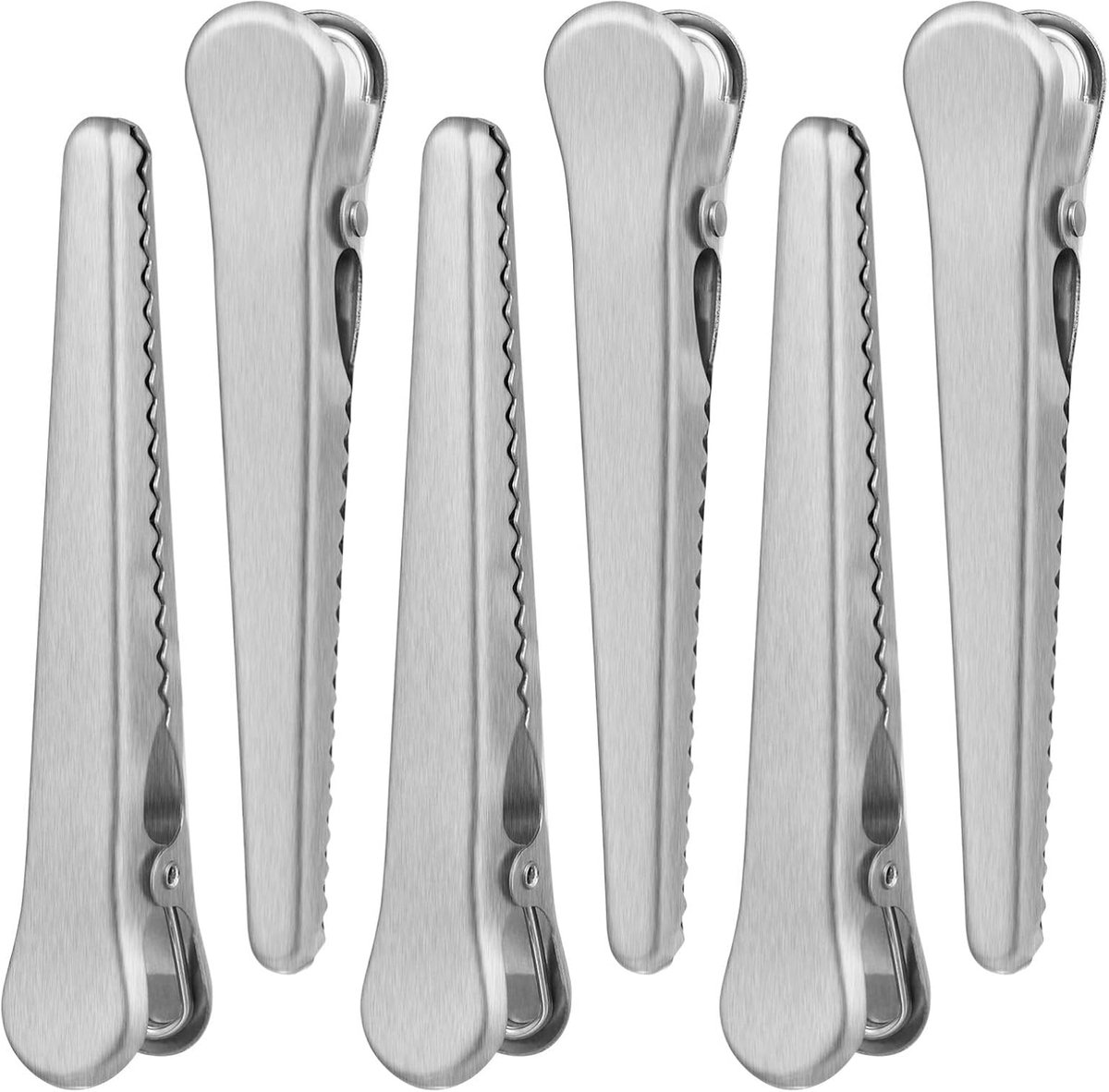 Set of 12 stainless steel bag closure clips - Reusable closure clips for bags, food, coffee, bread - Freshness clip for packaging - Bag closure - Closure clip - Food bag - Airtight closure clip - Image 1