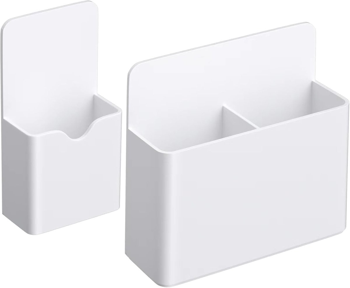 Pen holder - Magnetic pen holder - Marker holder - Marker holder for school - Whiteboard - Magnetic - Marker storage - Pencil organizer for pencil case - Set of 2 - White - Image 1