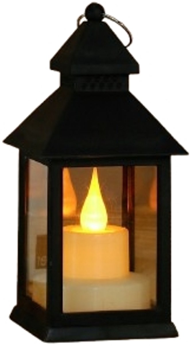 Decorative black lanterns for outdoor tables - Set of 2 mini LED metal lanterns for Halloween, weddings, Ramadan, gardens, Christmas, balconies, indoor and outdoor parties - Image 1