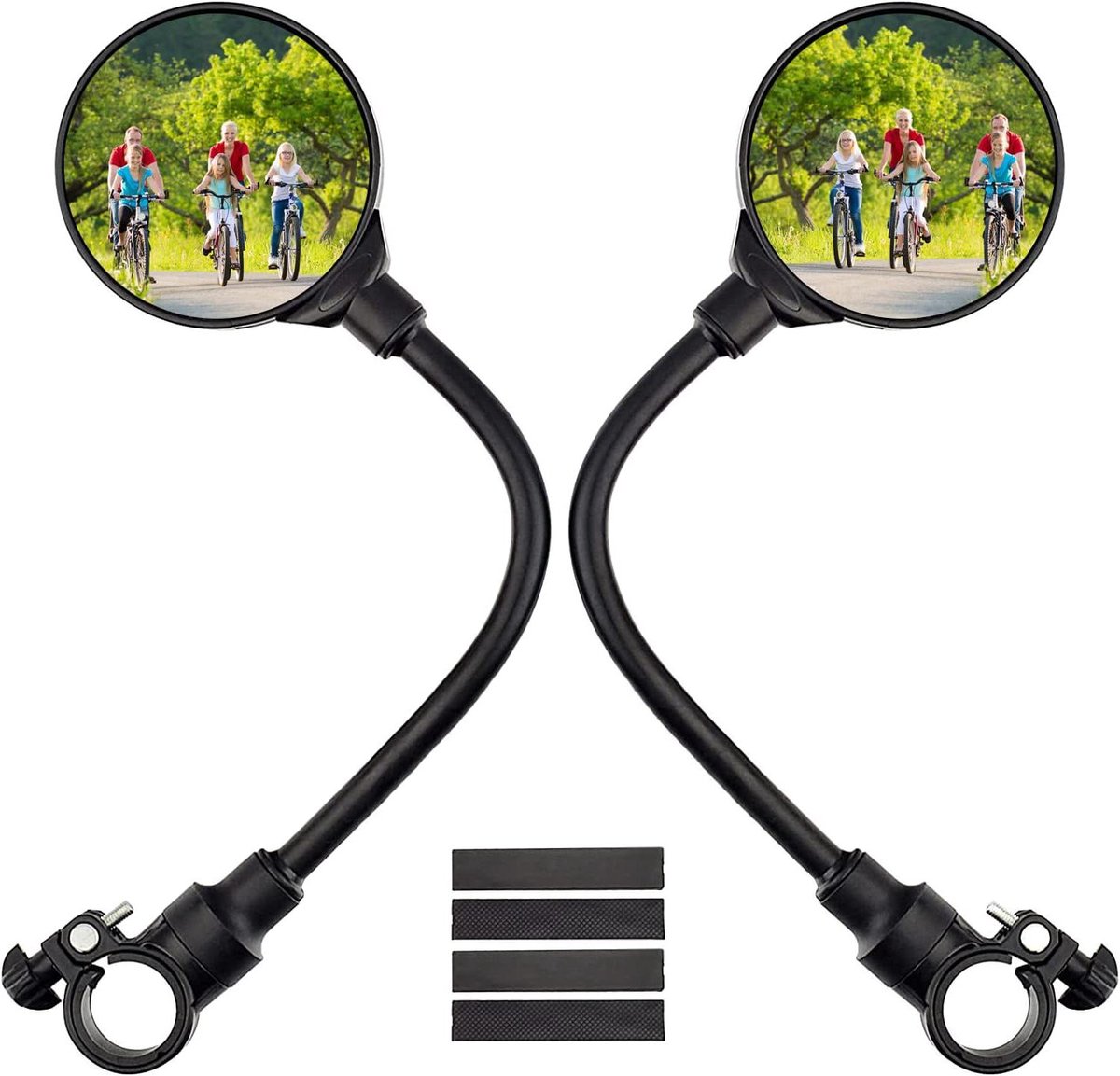 2-Piece Convex Bicycle Mirrors - Universal HD Handlebar Mirrors with 360-Degree Rotation and Wider Field of View for Bicycles and Electric Bikes - Image 1