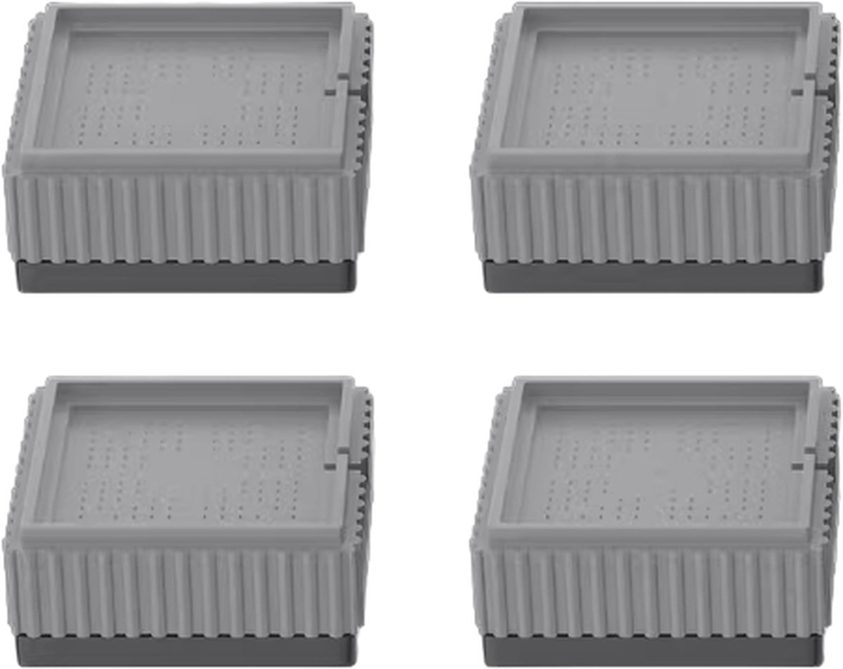 4x Square Furniture Risers - Stackable Table Legs for Washing Machines - Gray - Image 1
