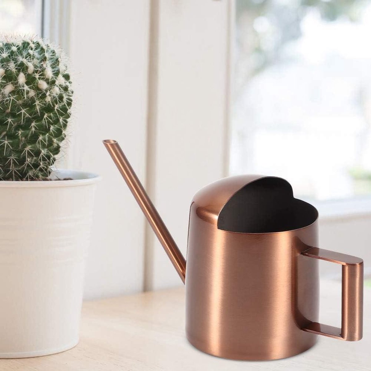 Small 300ml stainless steel watering can with long spout - ideal for flowers and household use - Image 2