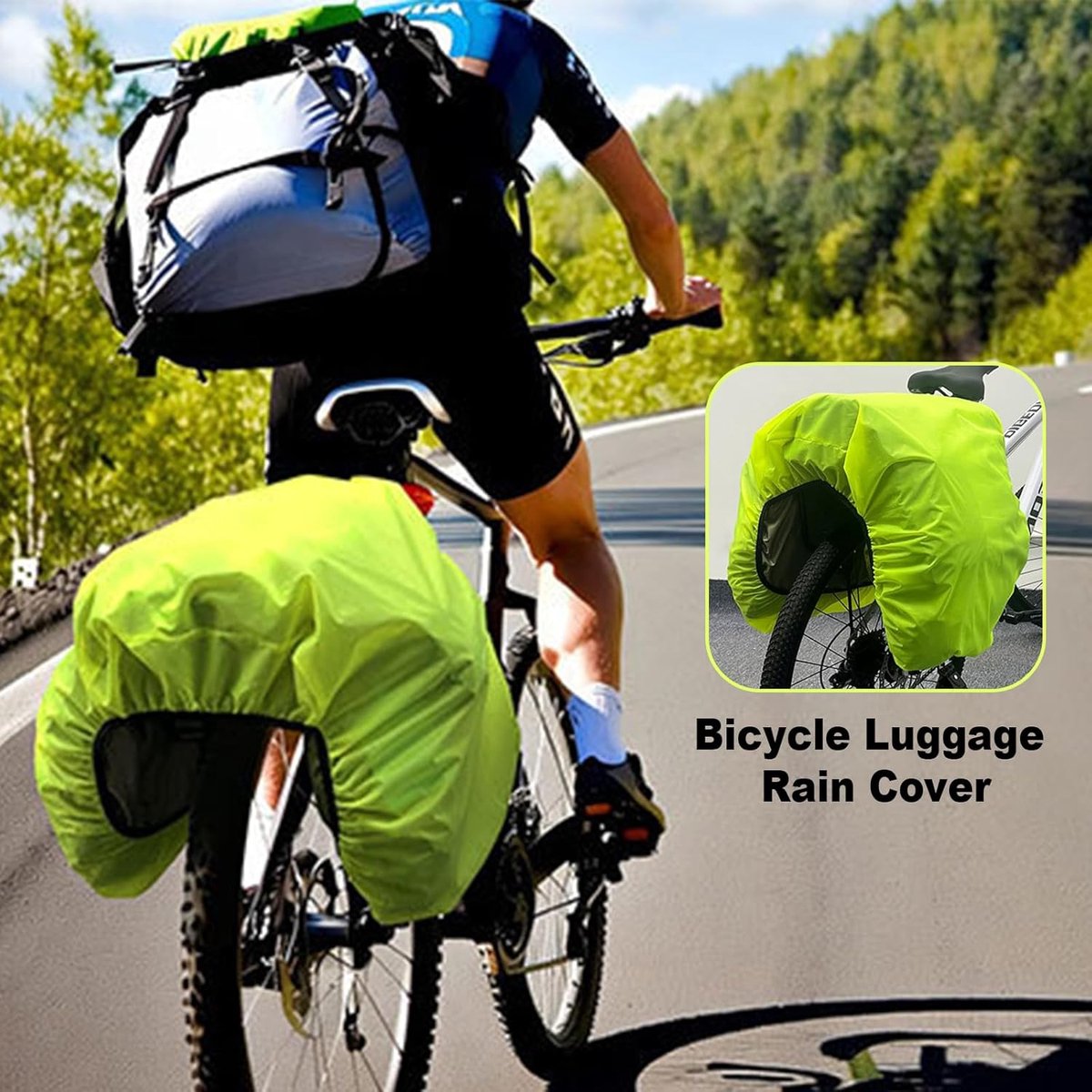 Bicycle cover - 126 x 66 cm - Rain cover for bicycle panniers - Glow clear - Rear bag cover - Waterproof bicycle basket cover for bicycles - Mountain bikes - Image 3
