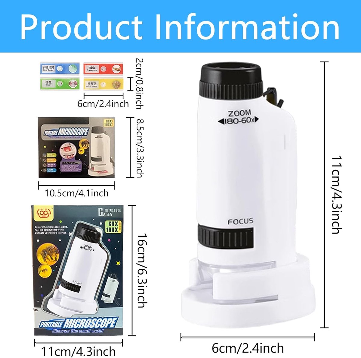Microscope - Children's Microscope - Portable Pocket Microscope - Mini 60X-180X - Kids Exploration Kit - for Students, Science and Play - Image 2