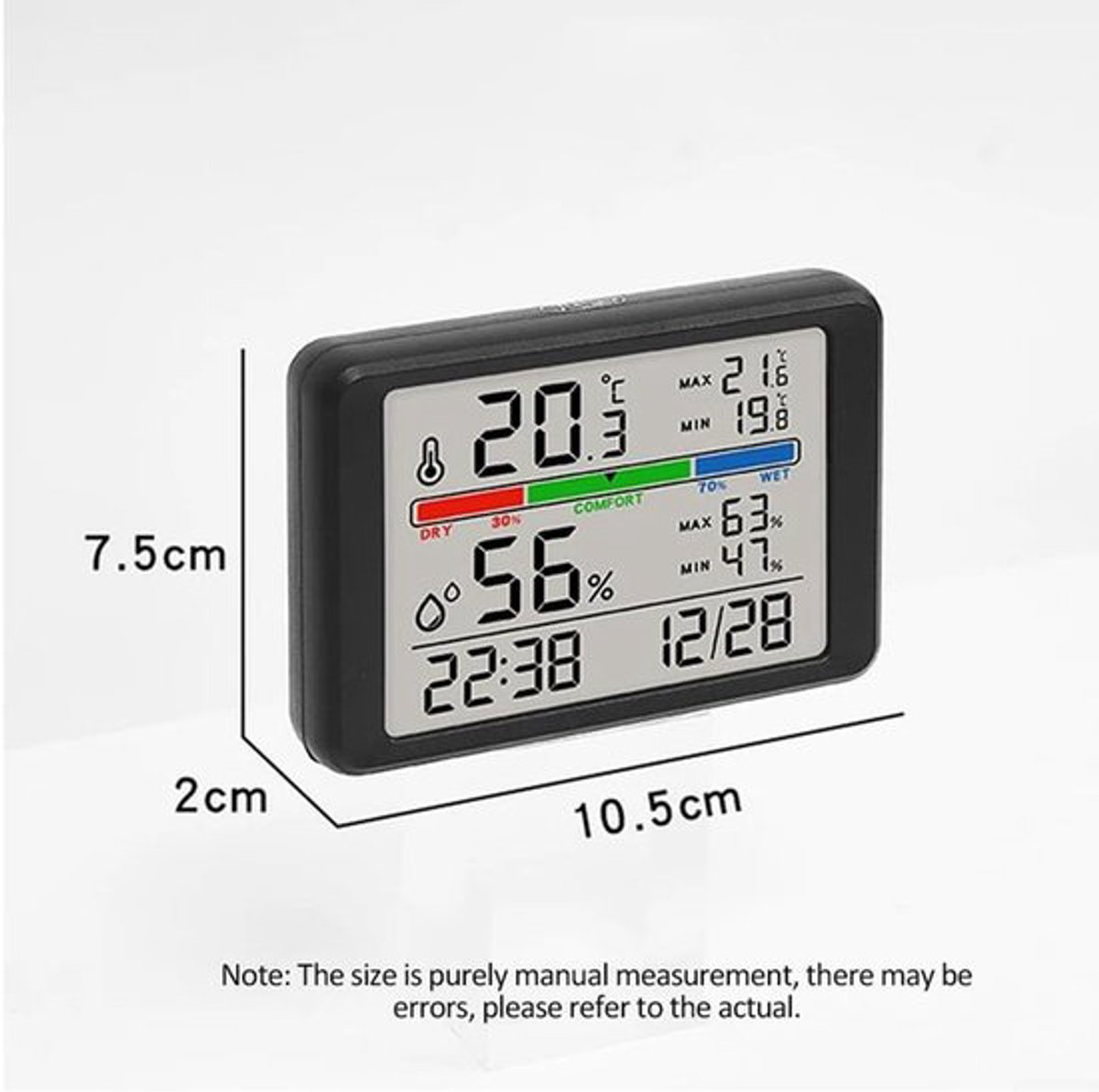 Wekker - Weather Station - Digital Hygrometer - Room Thermometer - Temperature and Humidity Meter - Baby's Room - Children's Room - Office - Kitchen - Wall Mounted in Garage - Desk Alarm Clock - Christmas Gift - White - Image 2