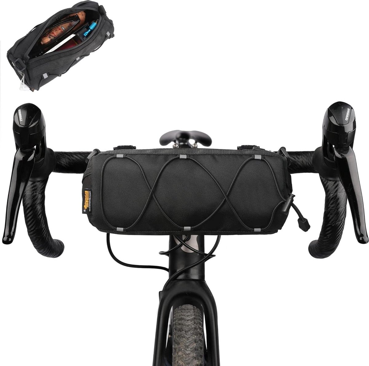 Bicycle handlebar bag - mountain bike bag for road bikes - black commuter shoulder bag - Image 1