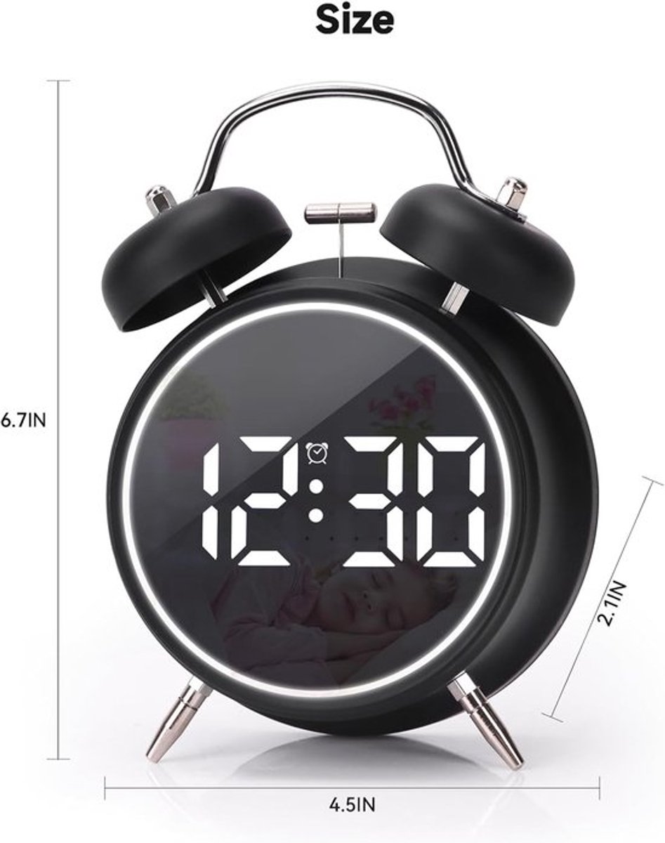 Digital clock - Digital clock - LED display - Bedroom - Clock - Energy efficient - Black - Image 5