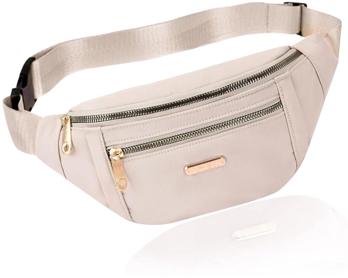 Fanny pack - Travel wallet - Money belt - Fanny pack - Men's and women's fanny pack - Travel - Outdoors - Hiking - Sports - Phone bag - Off-white - Fashion Favorite - Image 1