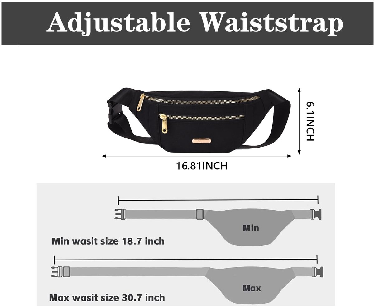 Fanny pack - Travel wallet - Money belt - Fanny pack - Men's and women's fanny pack - Travel - Outdoors - Walking - Sports - Phone bag - Black - Fashion Favorite - Image 2