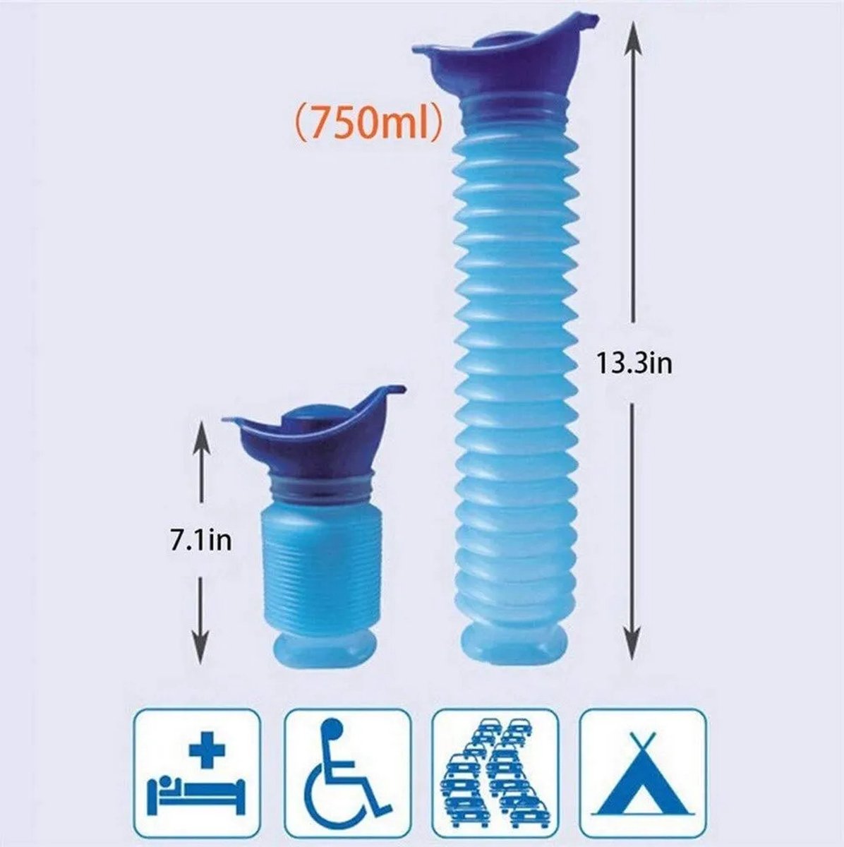 Compact, foldable travel urinal - blue - 750ml - Image 1