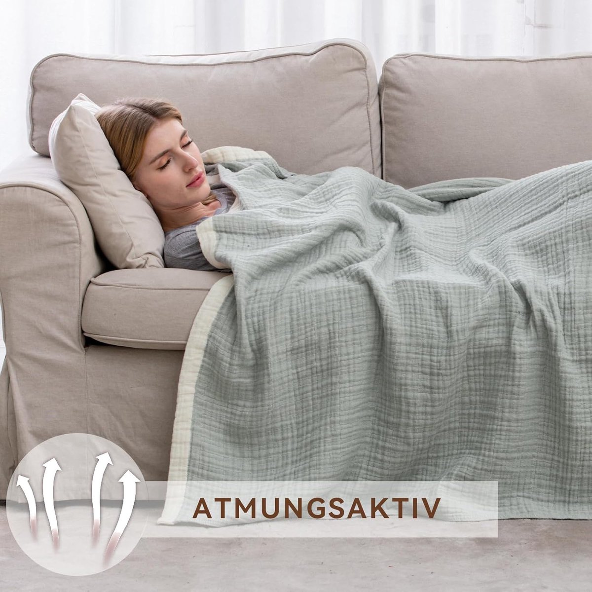 Blanket - Cozy blanket - Soft blanket - Soft and cuddly muslin bedspread - Cotton blanket - Living room blanket - Suitable for all seasons - As a sofa cover - Bedroom - 150x200cm - Image 5