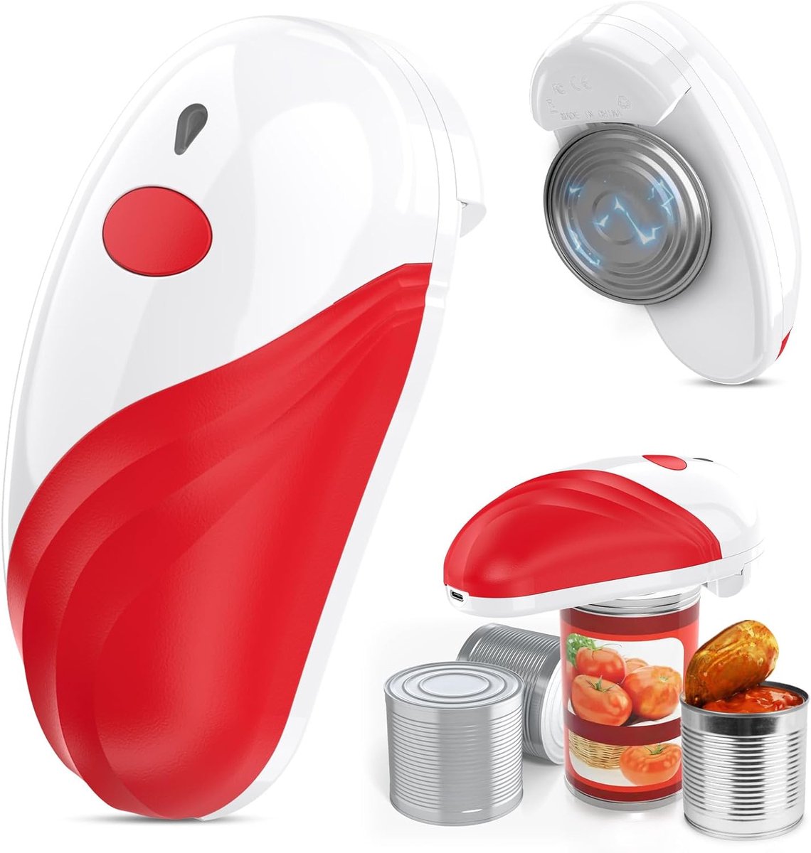 Automatic electric can opener with touch control for all can sizes (red) - Image 1