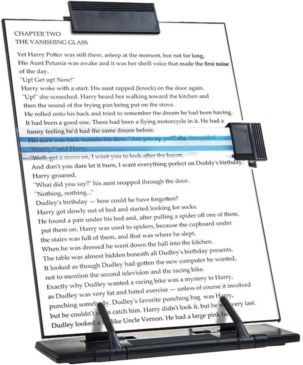 Book stand, reading shelf, paper holder, document holder with 7 adjustable positions, desk paper holder for reading A4 letters, books, receipts, sheet music, textbooks while typing - Image 1