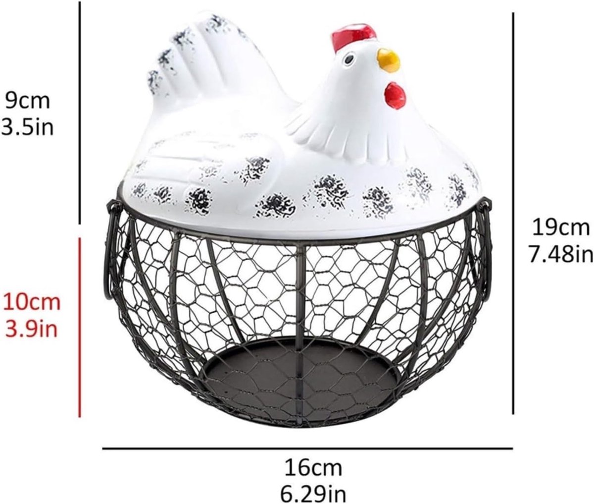 Egg basket, egg holder, egg storage, metal fruit bowl, chicken pattern, ceramic egg storage basket, iron basket for 15 eggs, egg holder, storage case, container - Image 4