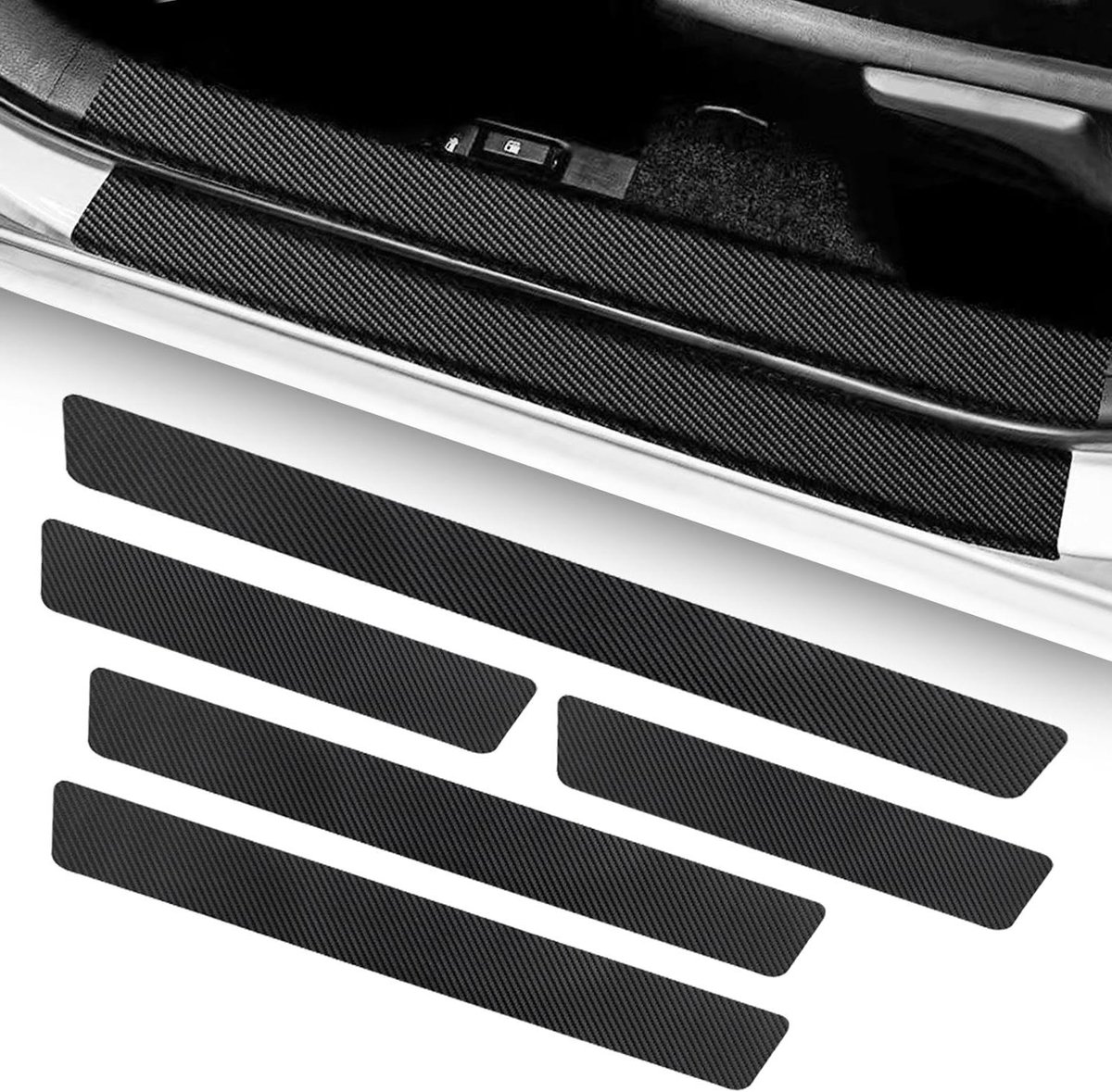 Car Door Sill Moldings - Set of 5, Universal Entry Moldings for SUVs, Anti-Scratch Stickers with Film - Image 1