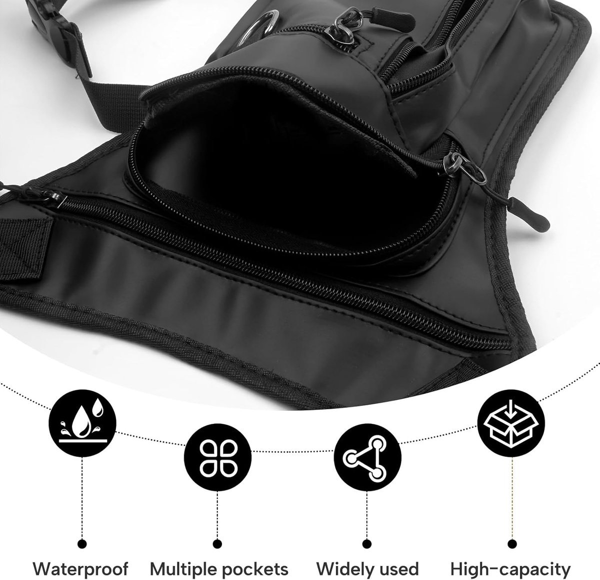 Fanny pack - men's fanny packs - women's fanny packs - Waterproof tactical leg bag - fanny pack - Multifunctional motorcycle bag for men and women - travel, camping, running, cycling - vegetable - Image 5