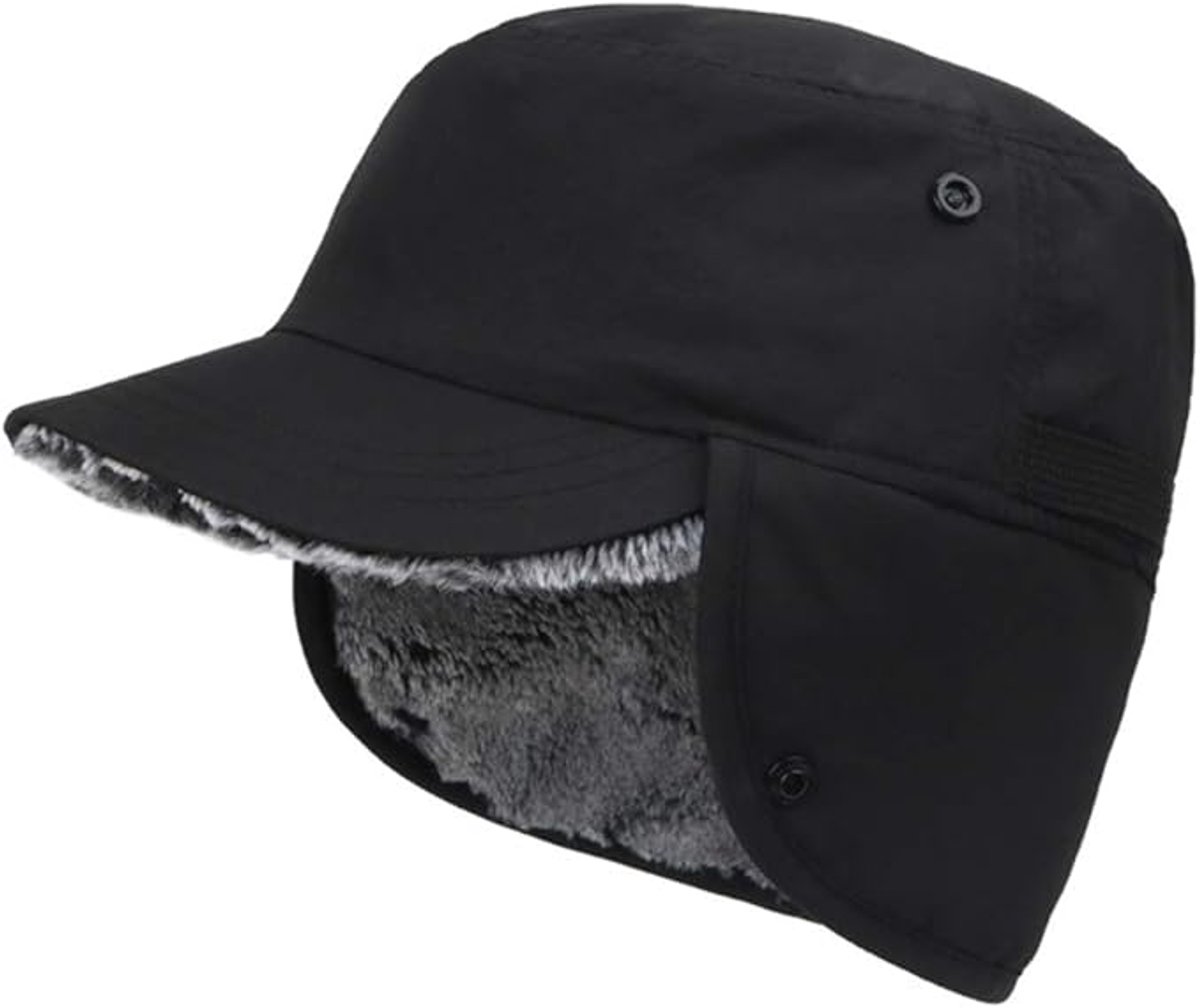 Beanie - Men's Beanie - Men's Winter Beanie - Warm Hats - With Ear Flaps - Ideal for Cold Weather - Faux Fur Lining - Unisex - Warmth - Winter - Sport - Outdoors - Gift Idea - Black - Image 1