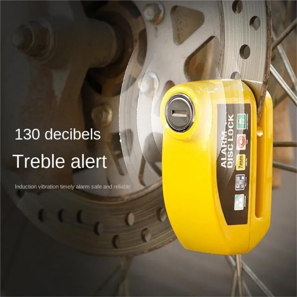 Bicycle disc brake lock - Disc brake alarm - With reminder cable - 7 mm - Motorcycle lock - Scooter lock - Disc brake lock - Orange - Image 4