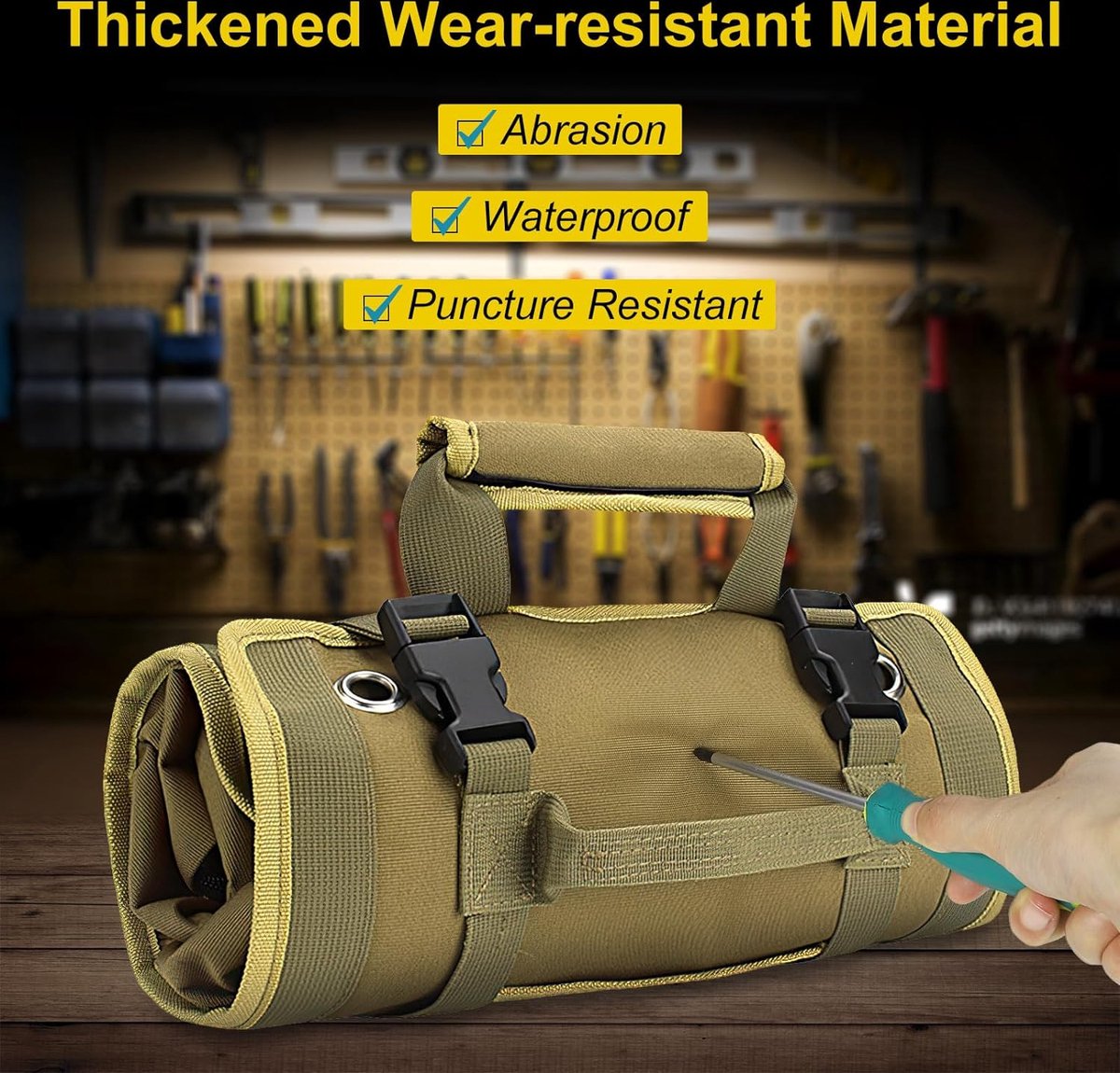 Roll-up tool bag - Tool belt - Open tool bag - with adjustable strap - Drill holder - Canvas - Roll-up pouch - Electrician's kit - Storage rack - Wrench organizer - No tool included! - Image 5