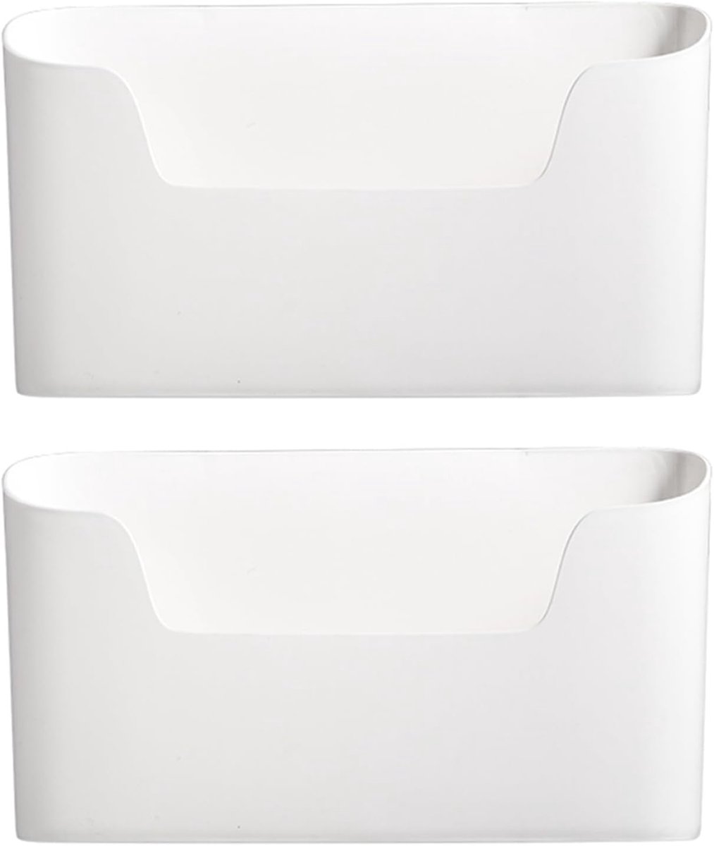 Storage boxes - Wall-mounted storage boxes - Wall-mounted filing cabinets - Mail and magazine organizers - Self-adhesive single-compartment door - No drilling required - For storing office supplies - (White, set of 2) - Image 1