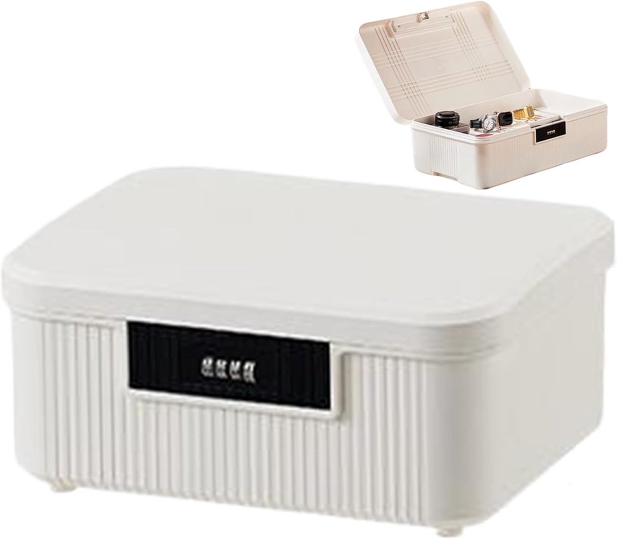 Lockable storage box - 9L lockable pillbox with double combination lock - Waterproof lockable box with combination lock - Perfect for personal belongings at home or in the office - Wit - Image 1