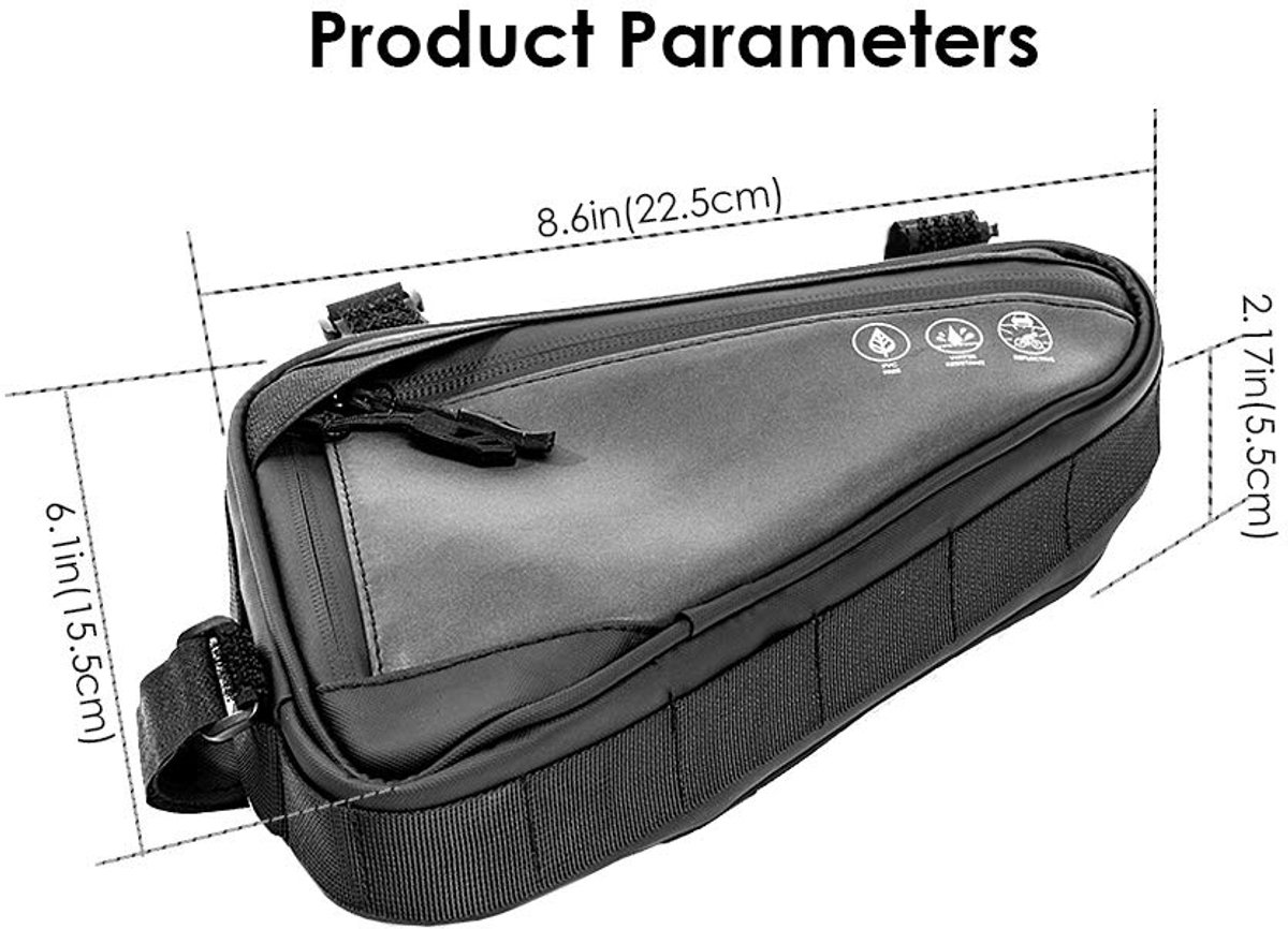 Bicycle pannier - Bicycle frame bag - Bicycle frame bag - Triangular bicycle frame bag - Storage bag - Reflective bicycle bag - Mountain bike, road bike accessories, large capacity - Black - Image 3