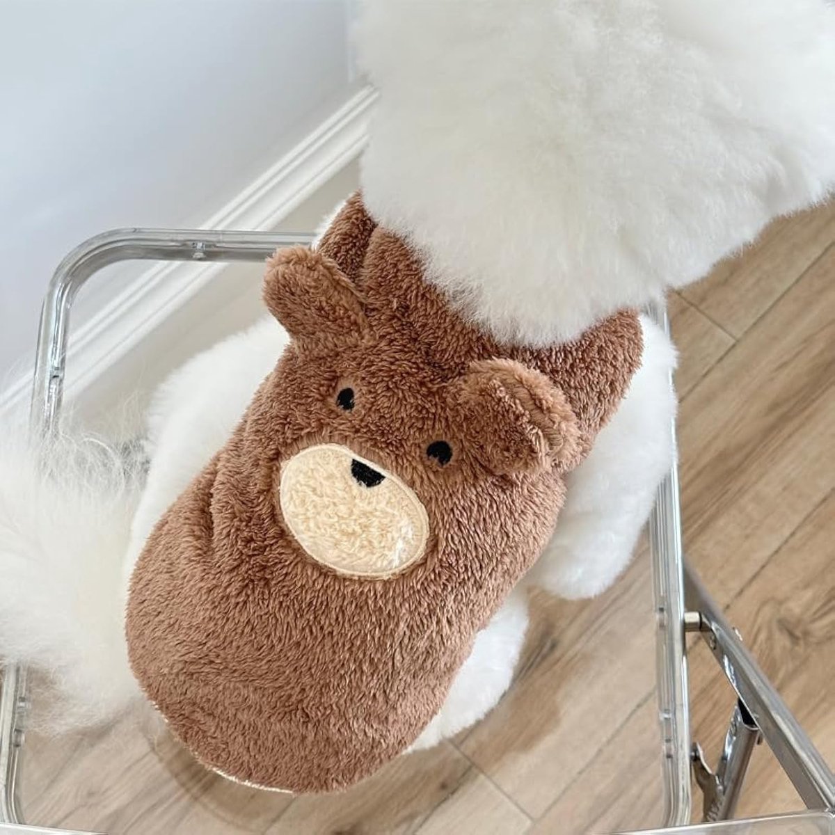 Dog Sweater - Dog Coat - Warm Winter Sweater - Warm Dog Coat - Teddy Bear - Plush Coat - Warm Clothes - Perfect for Small Dogs - Medium Dogs - Dog - Coffee - Size Medium - Size XL - Image 3