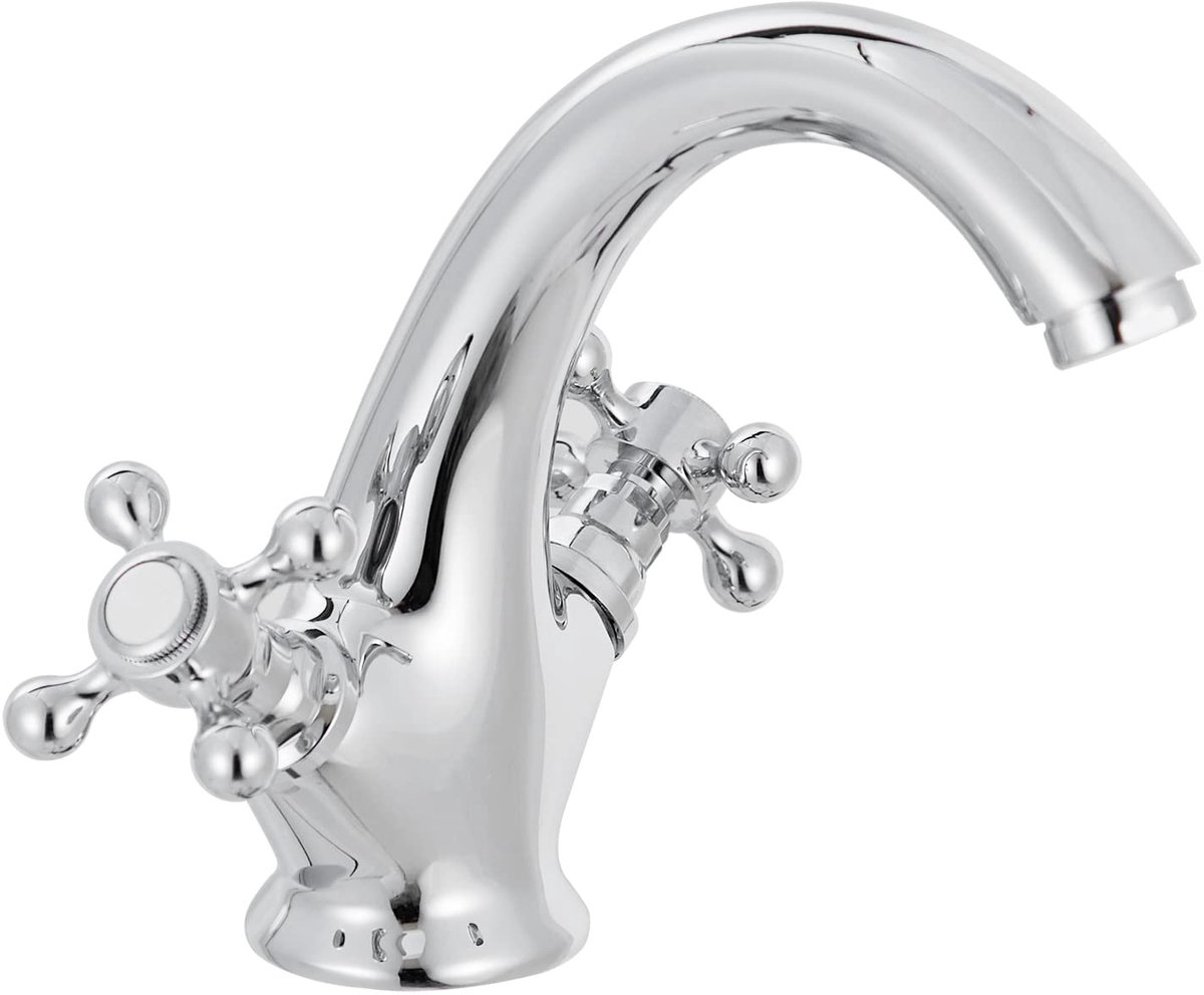 Faucets - Vintage Bathroom Faucets - Basin Faucets - Suitable for vintage bathroom basin faucets, Double handle mixer taps with cross handle, elegant design - Image 1