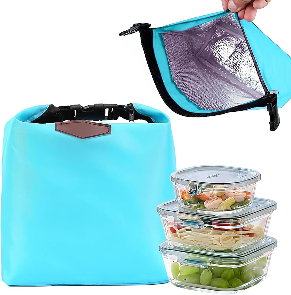 Lunch bag - Insulated bags - Lunch bag - Insulated backpack - Insulated lunch bags - Insulated lunch bag - Portable lunch bag - Picnic bag - Blue zipper - Image 1