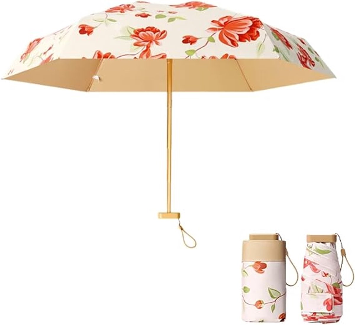 Folding Umbrella - Foldable - Umbrella for Girls - Small Mini Folding Umbrella - Compact Design - Ideal for Outdoor Travel - UV Protection Sunscreen Umbrella - Image 1