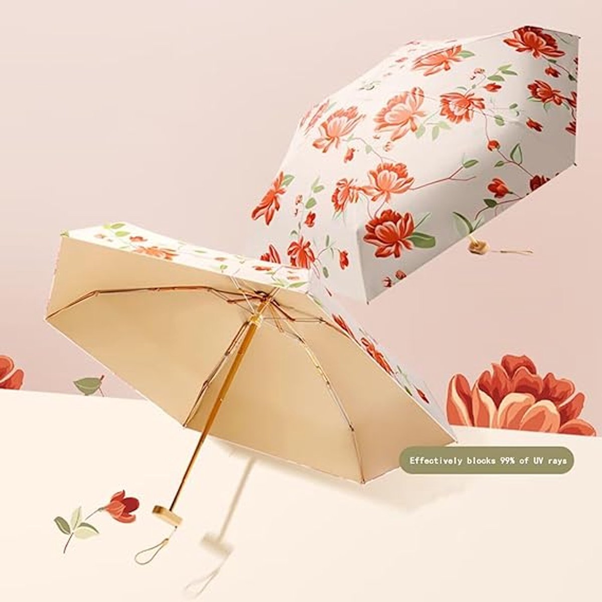 Folding Umbrella - Foldable - Umbrella for Girls - Small Mini Folding Umbrella - Compact Design - Ideal for Outdoor Travel - UV Protection Sunscreen Umbrella - Image 5