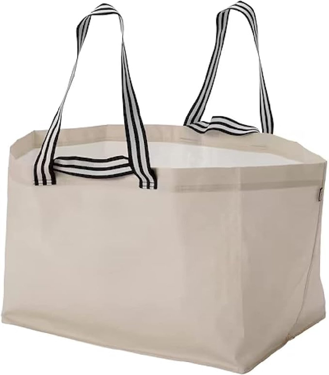 10 IKEA-style quality tote bags, shopping bags, large size, polypropylene, 68 x 36 cm, light beige, size L. - Image 1