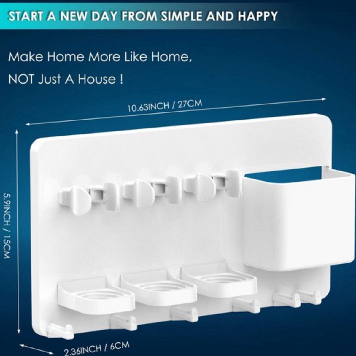 Toothbrush holder - Electric toothbrush holder - High quality - Adjustable - Wall mounted - Drying - Razor blade holder - Bathroom organizer - Universal - Self-adhesive - No brush heads - Wit - Image 8