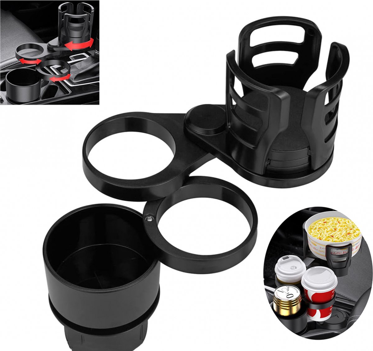 Universal 4-in-1 Car Organizer - Car Seat Organizer - Cup Holder - Drink Holder - Can and Bottle Holder - Car Accessories - High Quality - Coffee Holder - Foldable - Sturdy and Durable - Car Travel - Image 1