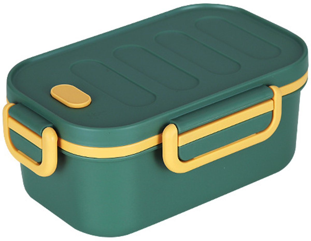 Adult lunch box with compartments, 1000 ml, leakproof, for men and women, double layer, ideal for the office, picnics (green) - Image 1
