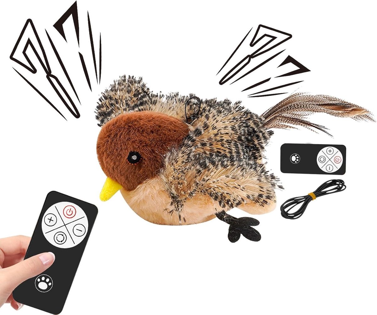 Cat Toys - Cat Toys with Catnip - Flappy Bird Cat Toy for Indoor Cats - Rechargeable - Electric Cat Toys - With Sound - Plush Sports Toy for Kittens - Pic - Image 1