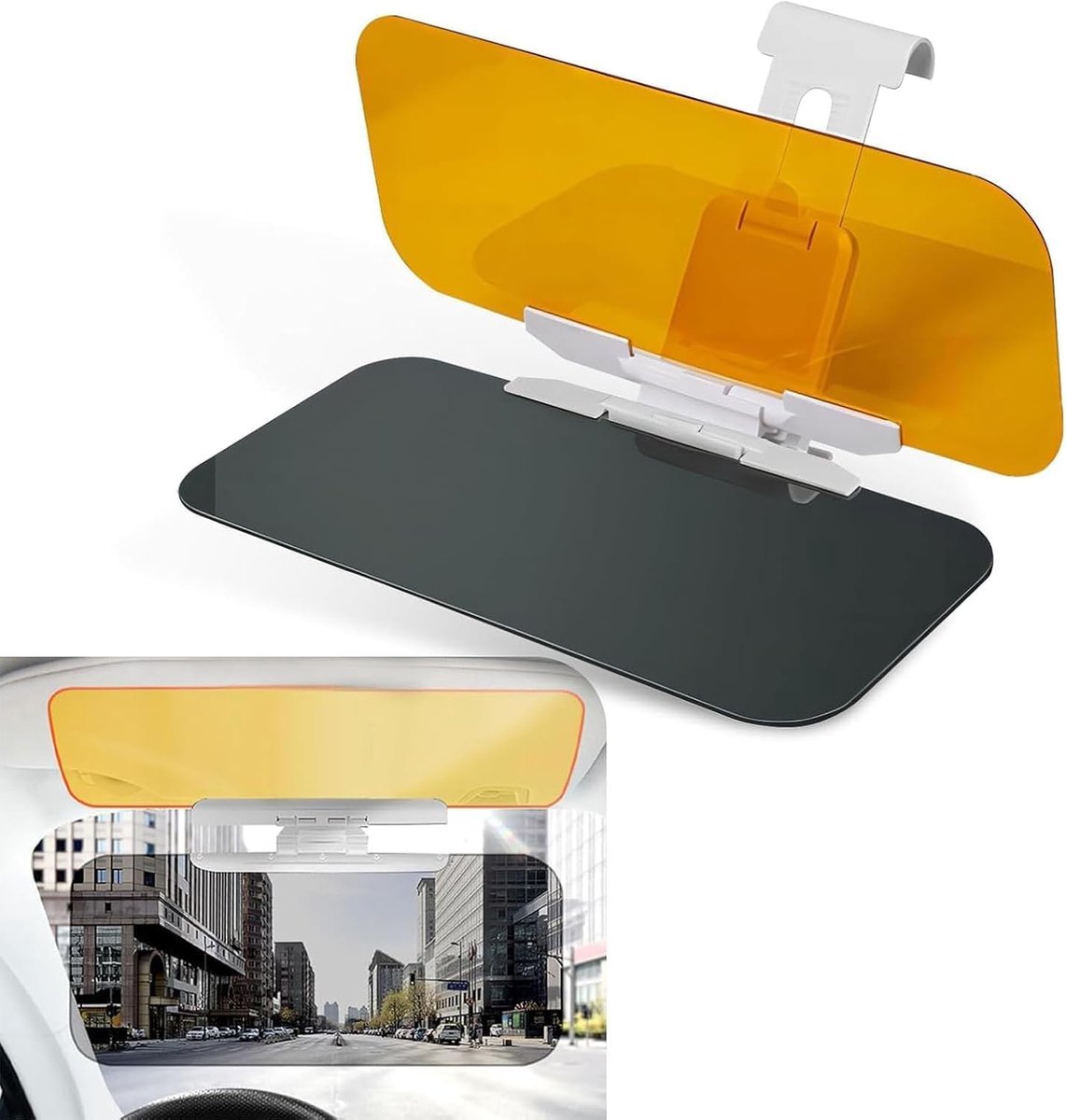 Car Sunshade - 2-in-1 Sunshade Extension - Day and Night Glare Protection - For All Vehicles - Driver and Passenger Side Sunshade - Image 1