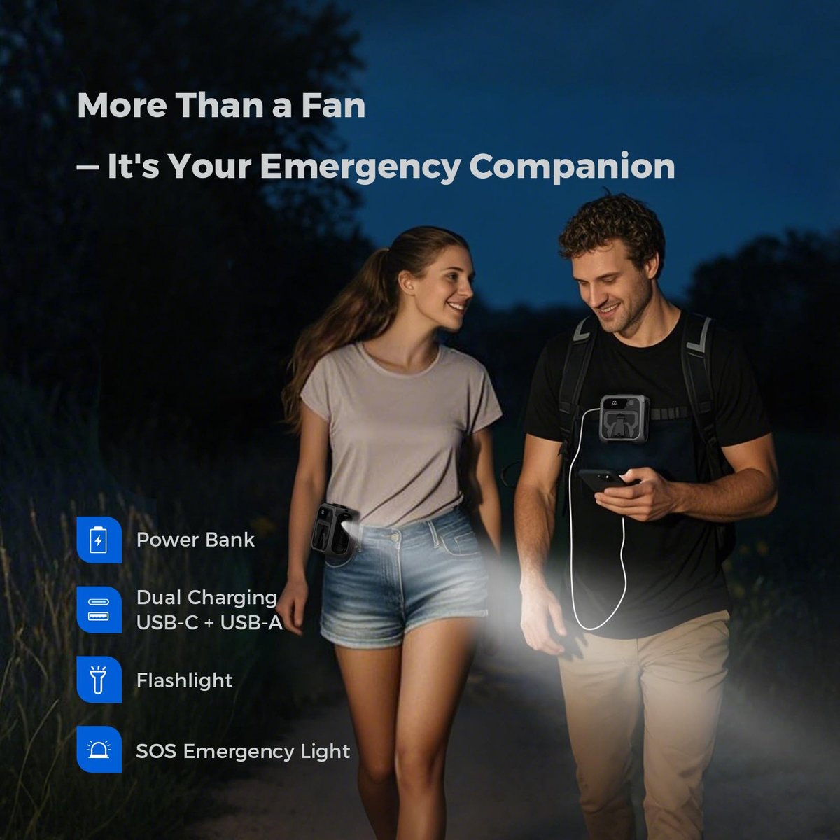 Portable Hip Fan - Mini Fan - 5 Speeds 16,000 RPM - Clip-on Portable Belt Fan - For Camping, Travel, Outdoors - Grijs - Image 6