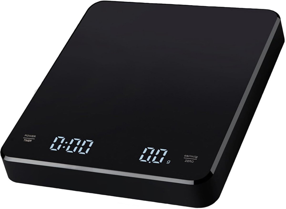 Precision Scale - Barista Scale - Coffee Scale with Timer - Small 3 kg / 0 g Coffee Scale with Gravity Sensor - Rechargeable Kitchen Scale - Barista Essential - High Precision - Black - Image 1
